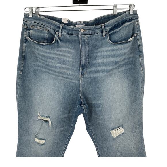 Good American GLS731T Good Legs Distressed straight Jeans blue size 30 - Picture 3 of 7